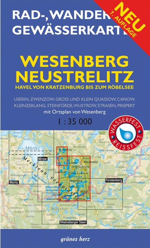 Wesenberg Neustrelitz - Havel von Ratzeburg bis zum Röblinsee 1 : 35 000 Rad- Wander- und Gewässerkarte