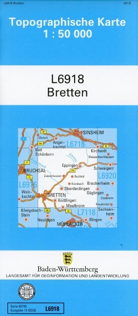 Topographische Karte Baden-Württemberg Zivilmilitärische Ausgabe - Bretten