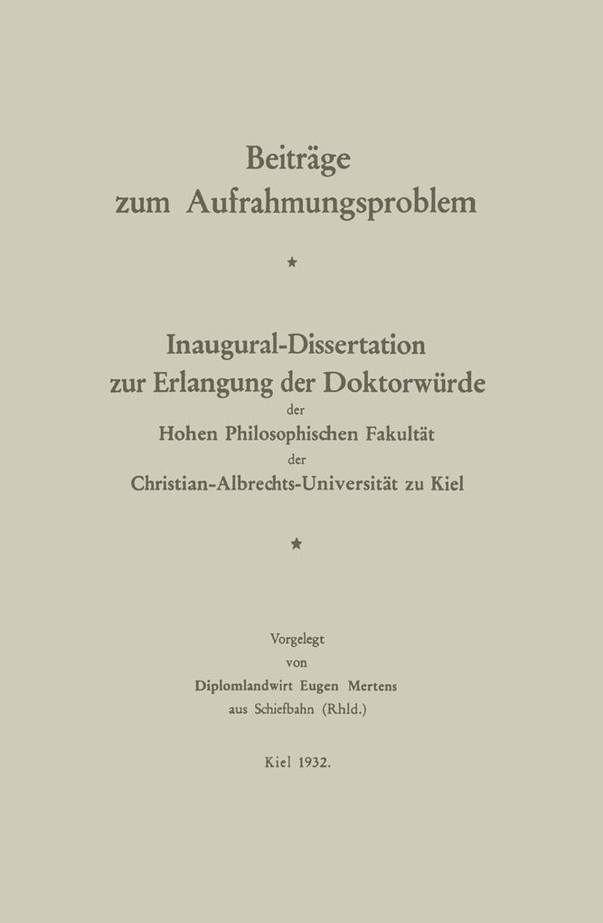 Beiträge zum Aufrahmungsproblem