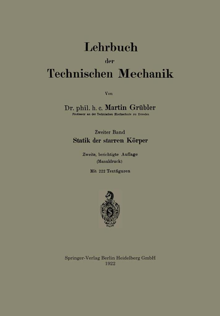 Lehrbuch der Technischen Mechanik