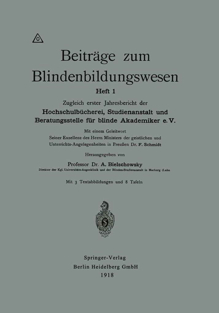 Beiträge zum Blindenbildungswesen