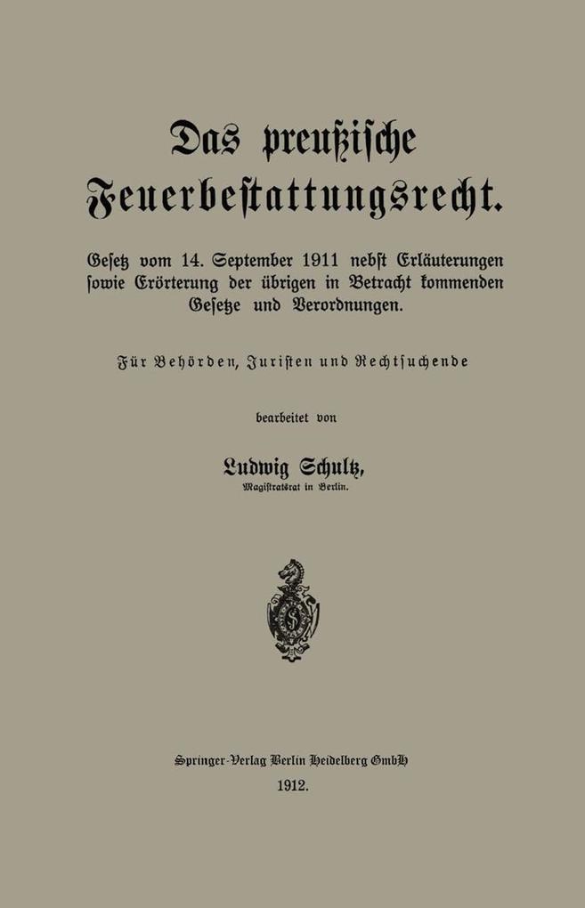 Das preußische Feuerbestattungsrecht