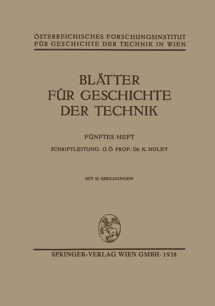 Blätter für Geschichte der Technik