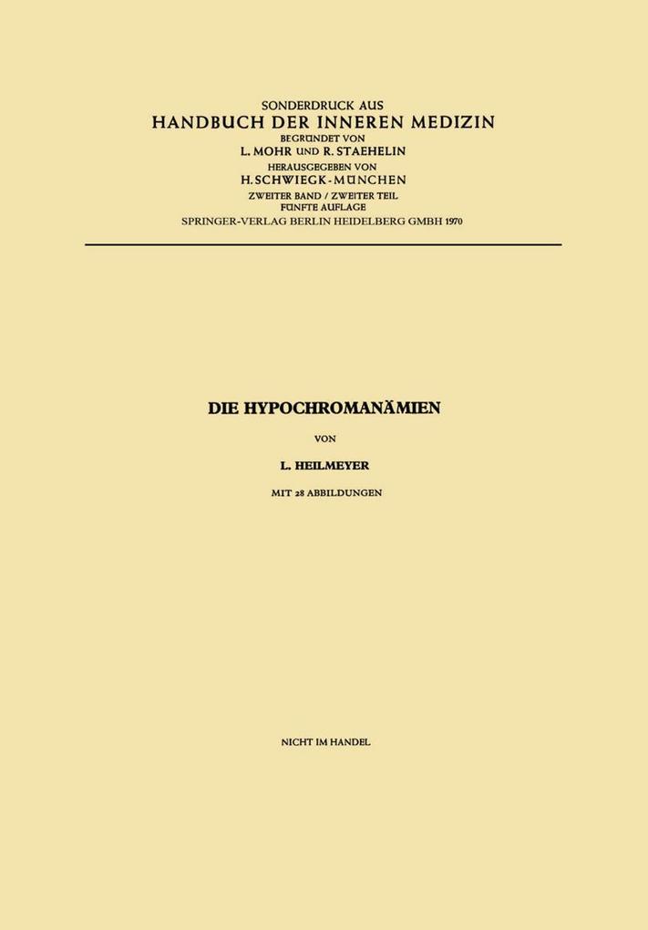Die Hypochromanämien