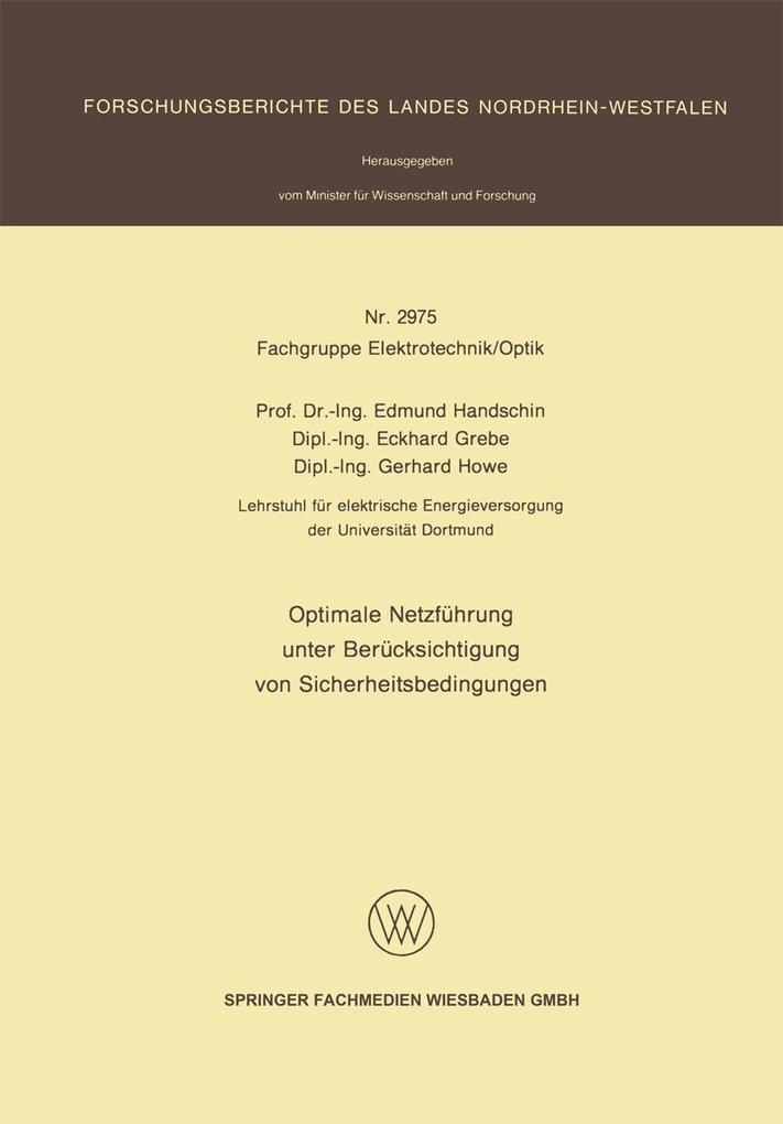 Optimale Netzführung unter Berücksichtigung von Sicherheitsbedingungen
