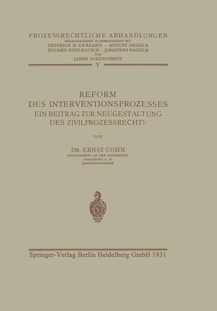 Reform des Interventionsprozesses - Ernst Cohn