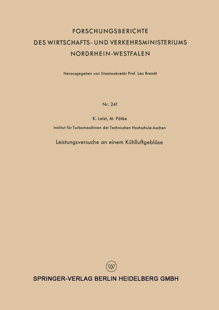 Leistungsversuche an einem Kühlluftgebläse