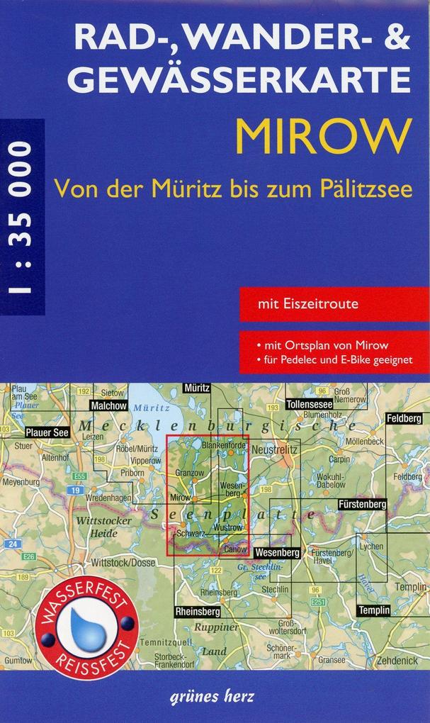 Mirow - von der Müritz zum Pälitzsee 1 : 35 000 Rad- Wander- und Gewässerkarte