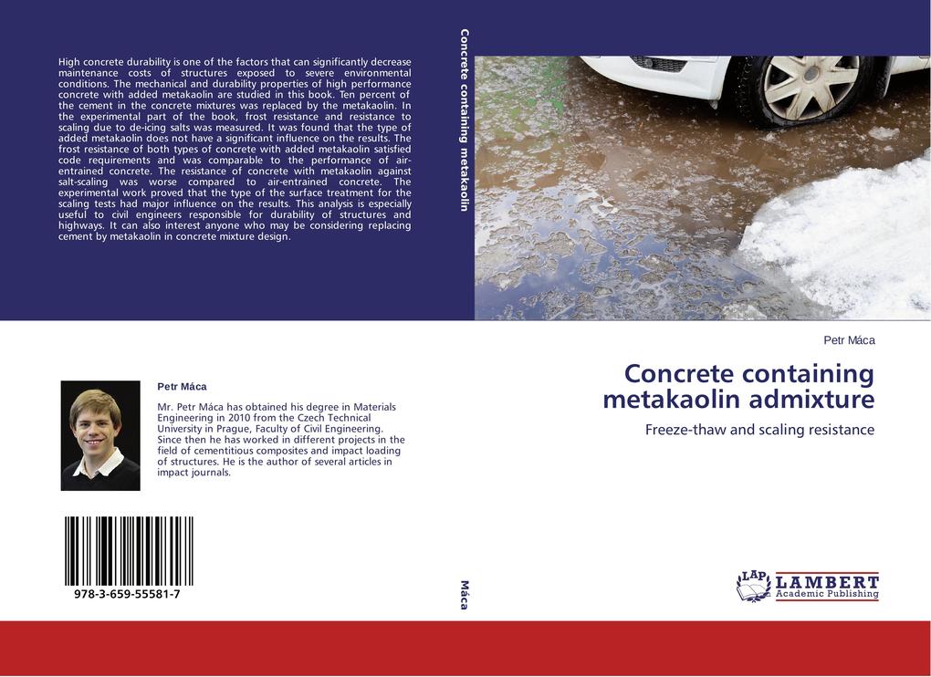 Concrete containing metakaolin admixture