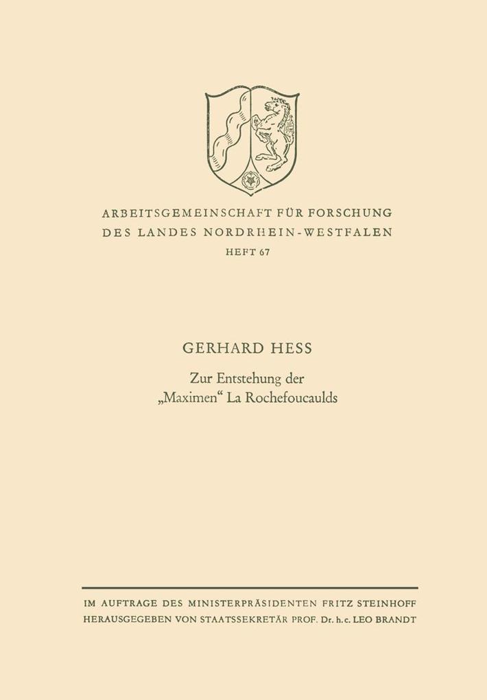 Zur Entstehung der 'Maximen' La Rochefoucaulds