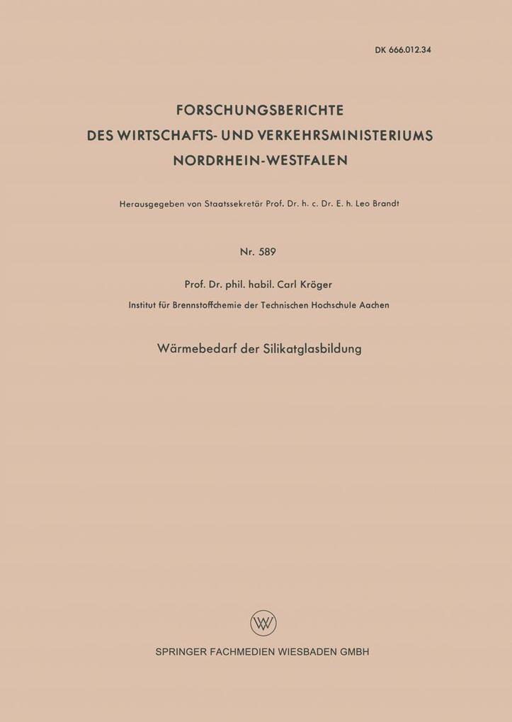 Wärmebedarf der Silikatglasbildung