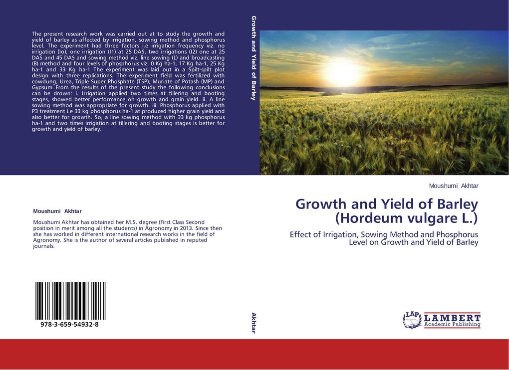 Growth and Yield of Barley (Hordeum vulgare L.)