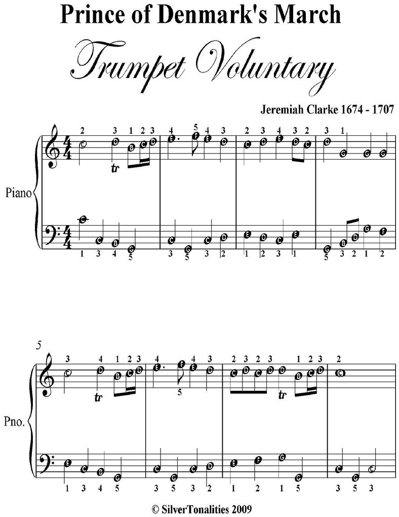 Prince of Denmark´s March Trumpet Voluntary Easy Piano Sheet Music als eBook Download von Jeremiah Clarke - Jeremiah Clarke