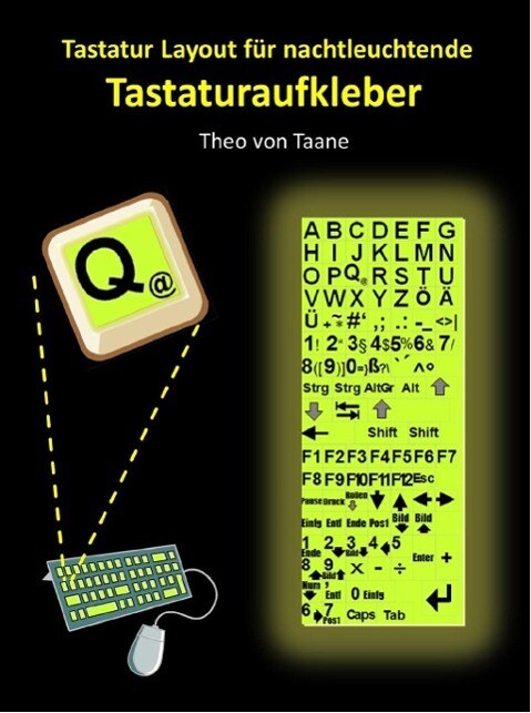 Sehschwäche - Tastaturlayout (deutsch extra große Schriftzeichen) für nachtleuchtende Tastaturaufkleber