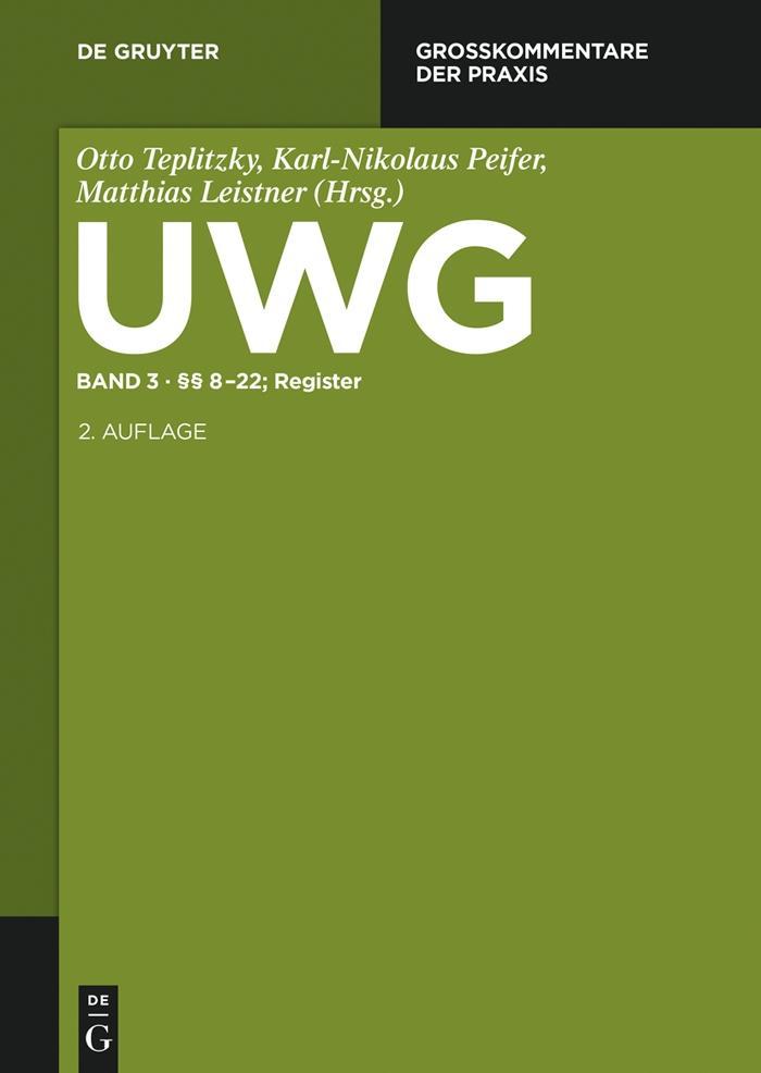 UWG Band 3. §§ 8-22; Register