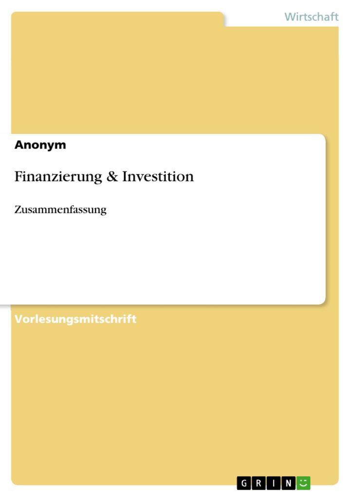 Finanzierung & Investition