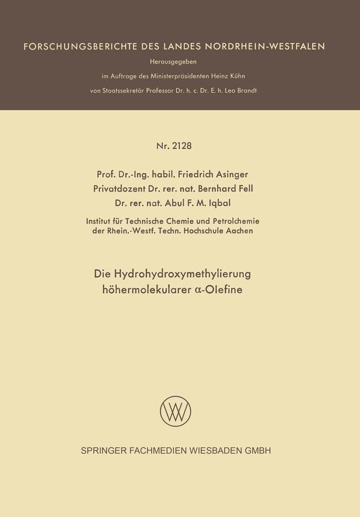 Die Hydrohydroxymethylierung höhermolekularer -Olefine