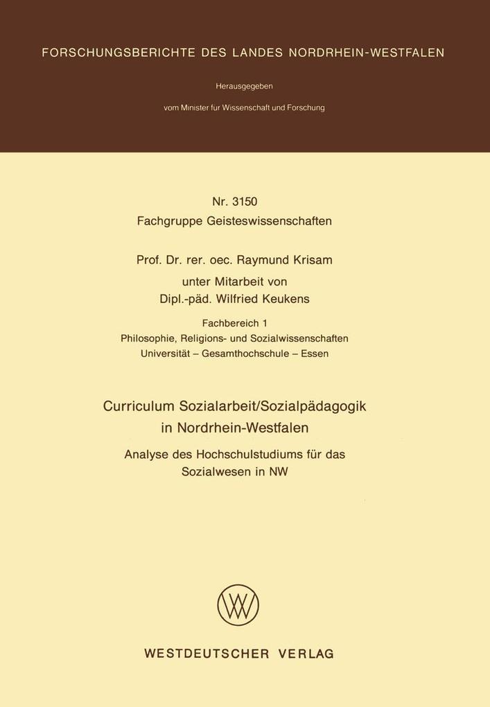 Curriculum Sozialarbeit/Sozialpädagogik in Nordrhein-Westfalen