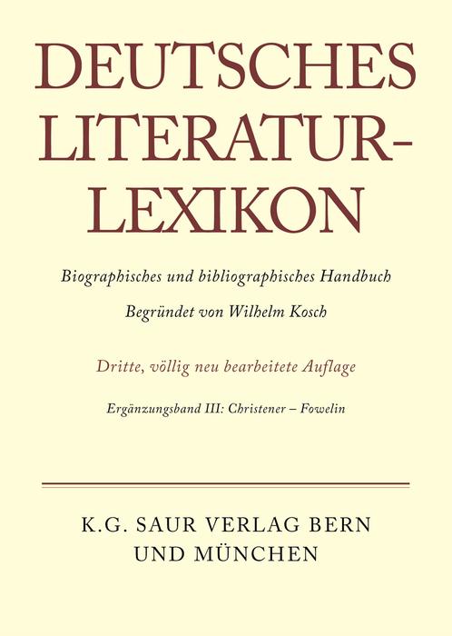Deutsches Literatur-Lexikon Ergänzungsband III