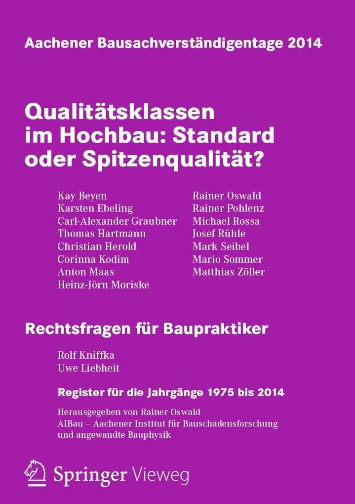Aachener Bausachverständigentage 2014