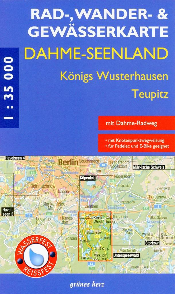 Dahme-Seen: Königs Wusterhausen Teupitz 1 : 35 000 Rad- Wander- und Gewässerkarte
