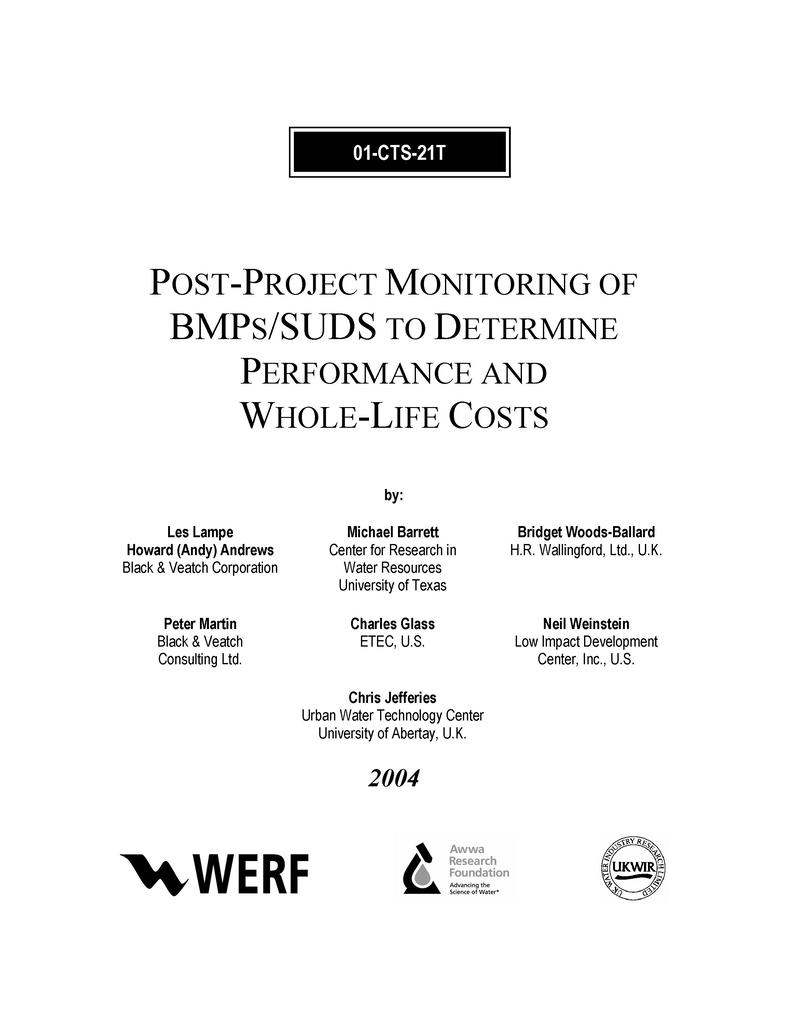 Post-Project Monitoring of BMP‘s/SUDS to Determine Performance and Whole-Life Costs