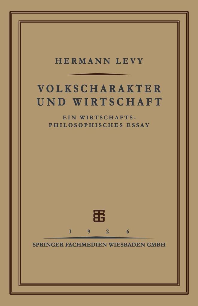 Volkscharakter und Wirtschaft