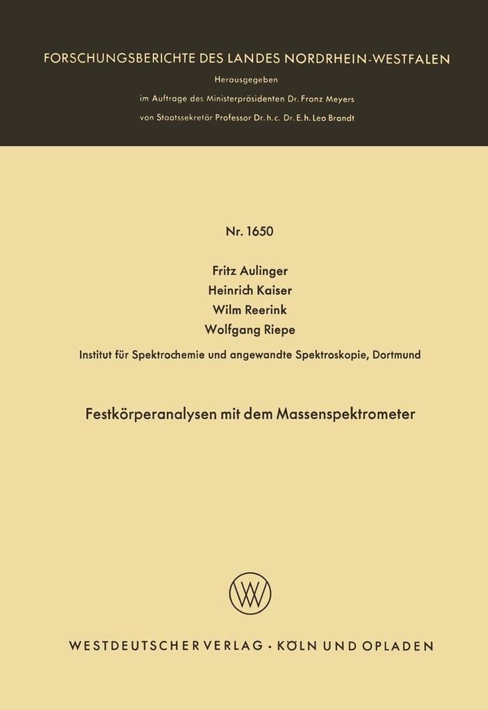 Festkörperanalysen mit dem Massenspektrometer