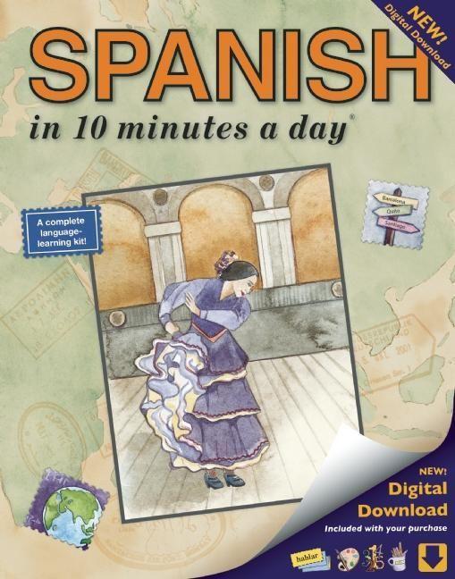 Spanish in 10 Minutes a Day: Language Course for Beginning and Advanced Study. Includes Workbook Flash Cards Sticky Labels Menu Guide Software
