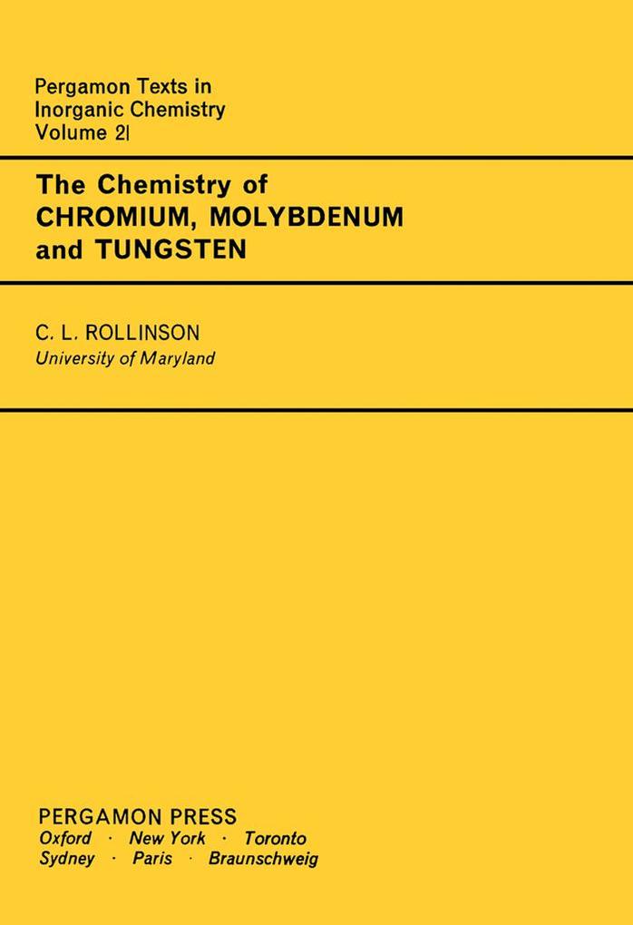 The Chemistry of Chromium Molybdenum and Tungsten
