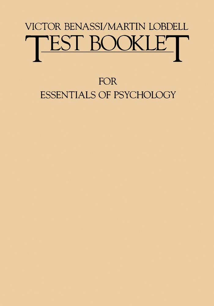 Test Booklet for Essentials of Psychology
