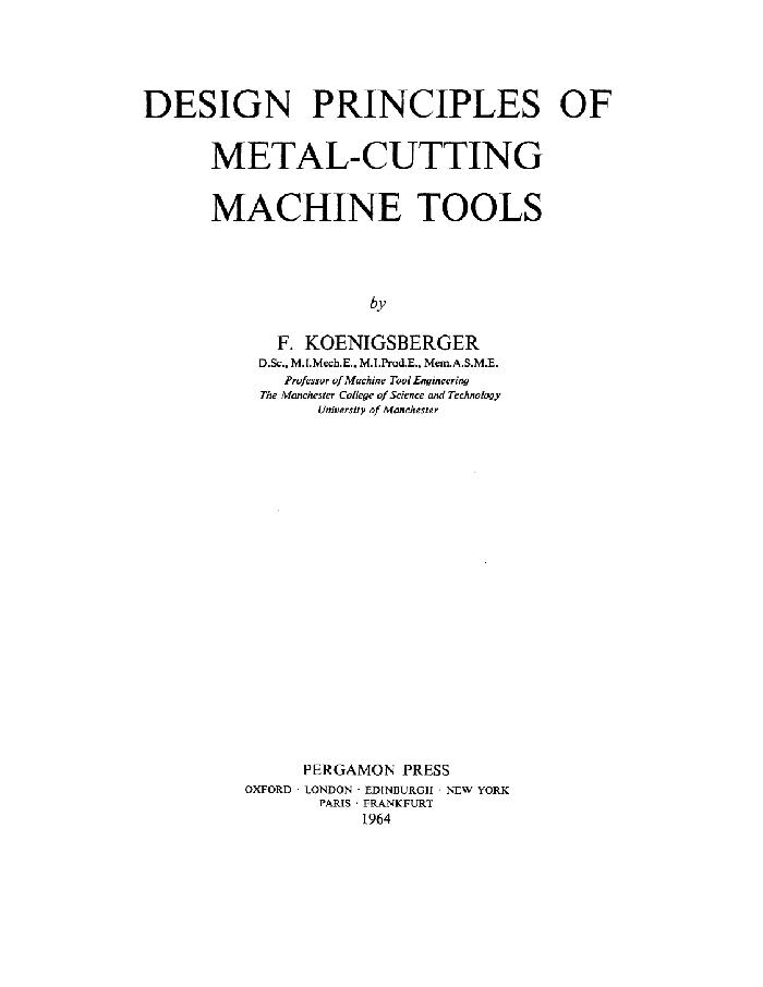  Principles of Metal-Cutting Machine Tools