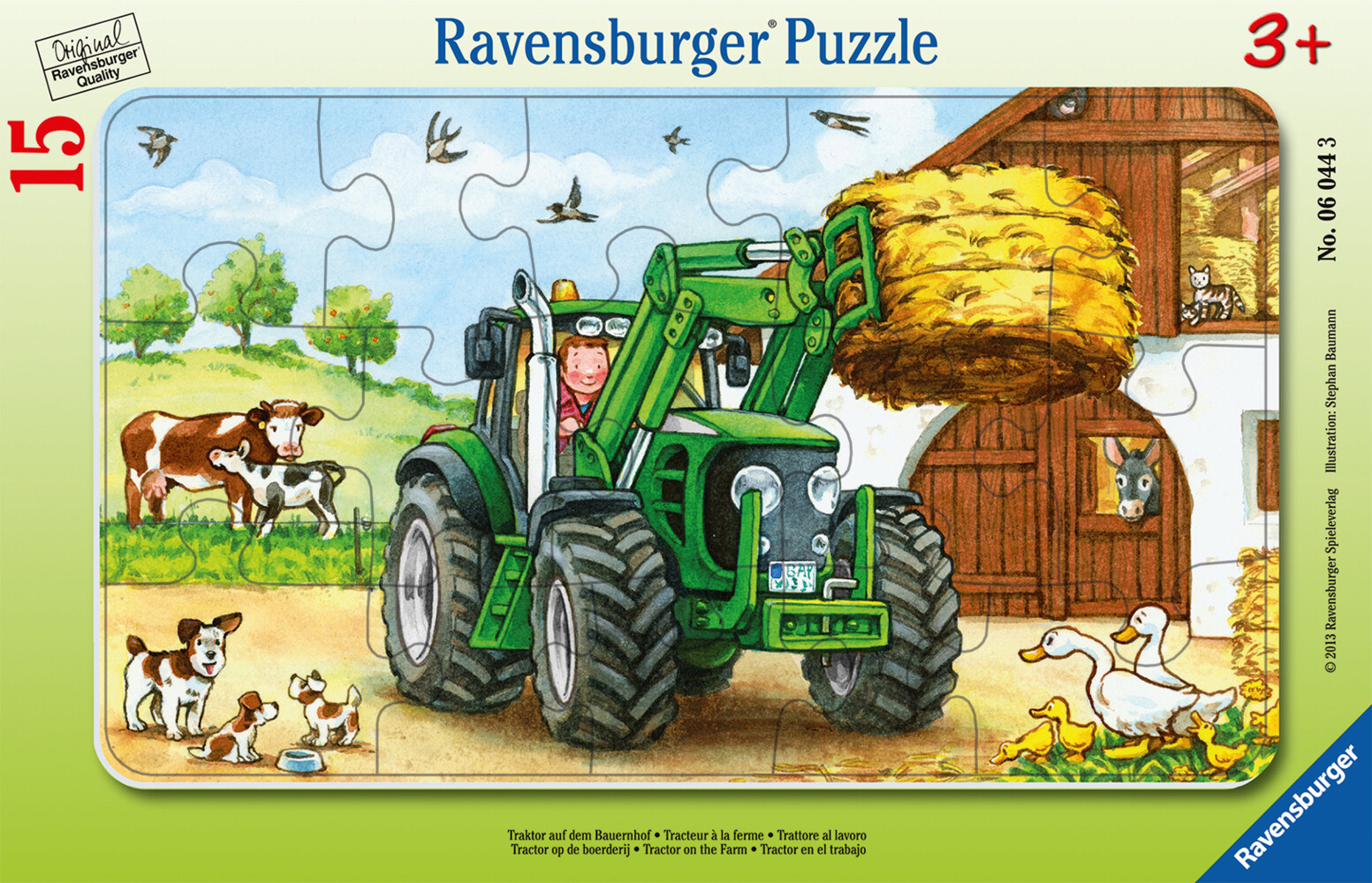 Image of Rahmen-Puzzle, 15 Teile, 25x14,5 cm, Traktor auf dem Bauernhof