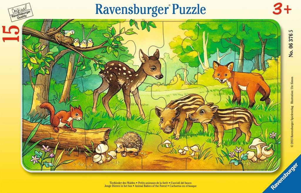 Image of Rahmen-Puzzle, 15 Teile, 25x14,5 cm, Tierkinder des Waldes