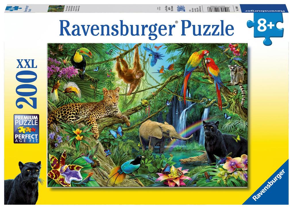 Ravensburger Kinderpuzzle - 12660 Tiere im Dschungel - Tier-Puzzle für Kinder ab 8 Jahren mit 200 Teilen im XXL-Format