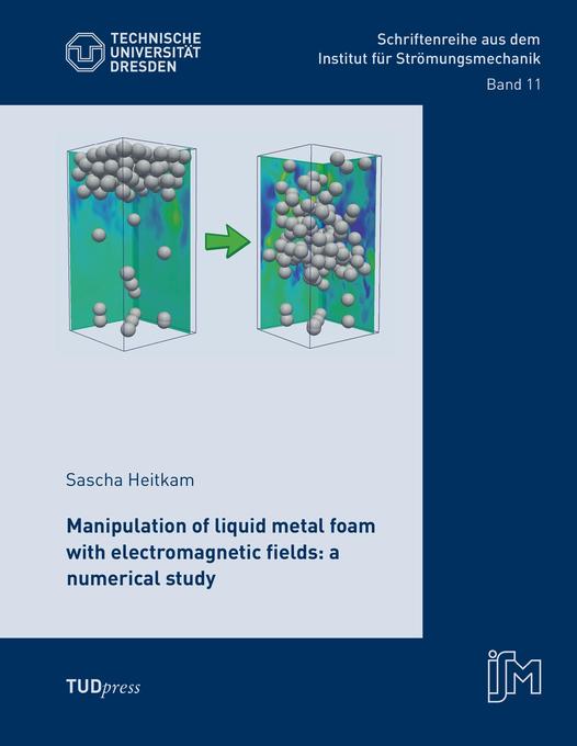 Manipulation of liquid metal foam with electromagnetic fields: a numerical study