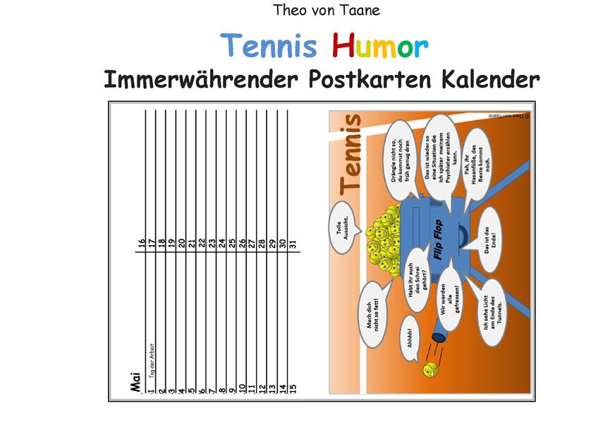 Immerwährender TENNIS Postkarten KALENDER (kartonierte Ausgabe)