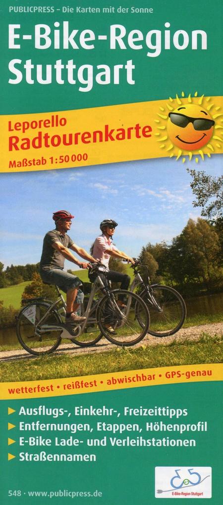 Radwanderkarte Leporello E-Bike-Region Stuttgart 1 : 50 000