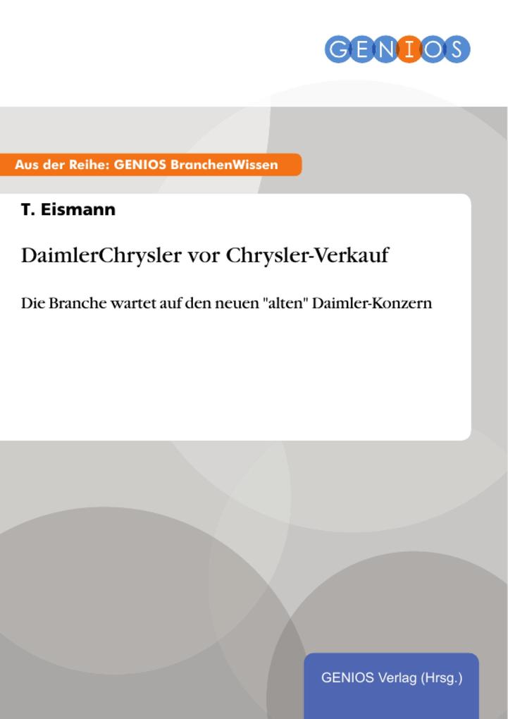 DaimlerChrysler vor Chrysler-Verkauf