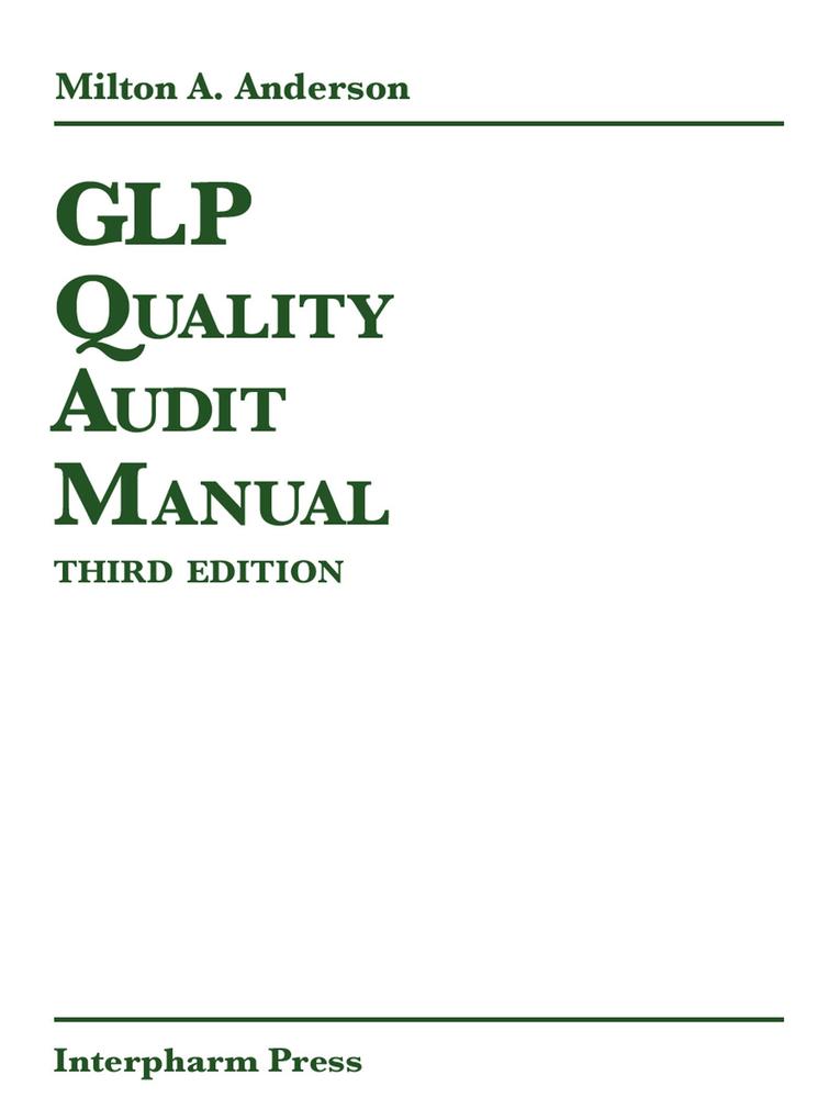 GLP Quality Audit Manual