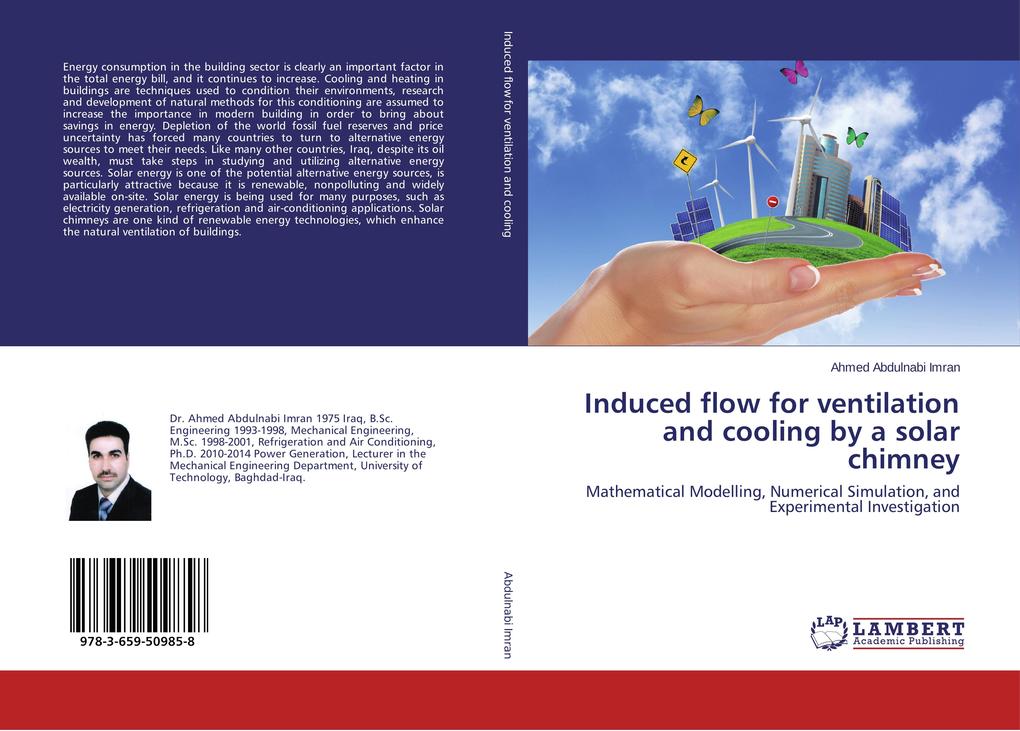 Induced flow for ventilation and cooling by a solar chimney