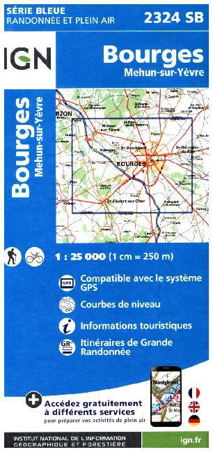 IGN Karte Serie Bleue Top 25 Bourges Mehun