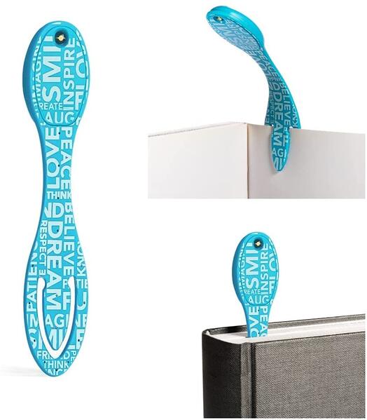 Flexilight Leselicht (Blue Words) | hellblau | 2 in 1 Leselampe & Lesezeichen | LED Leselicht | Geschenk für Leser Buchliebhaber | Deutsche Ausgabe