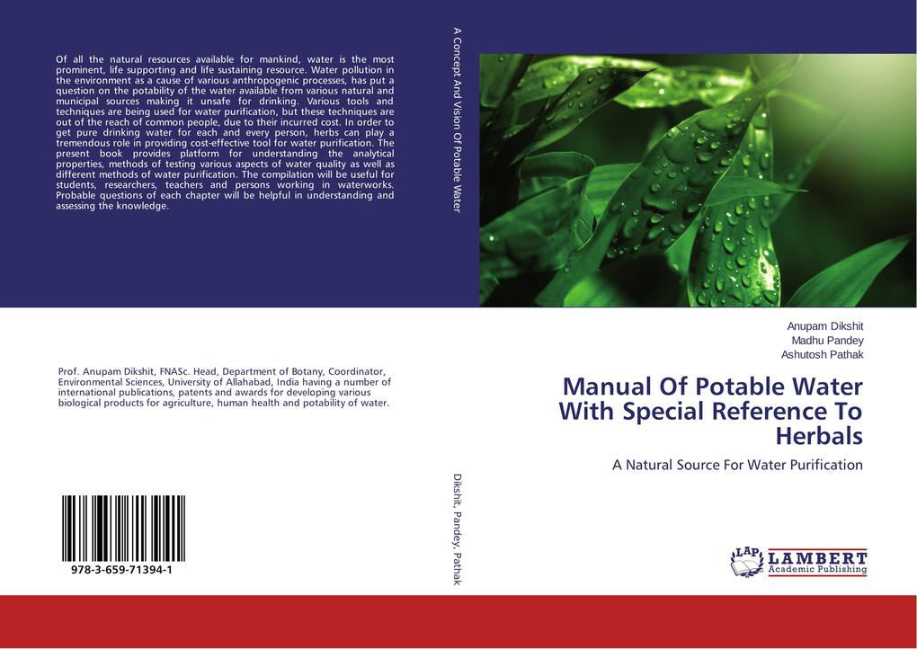 Manual Of Potable Water With Special Reference To Herbals - Anupam Dikshit/ Madhu Pandey/ Ashutosh Pathak