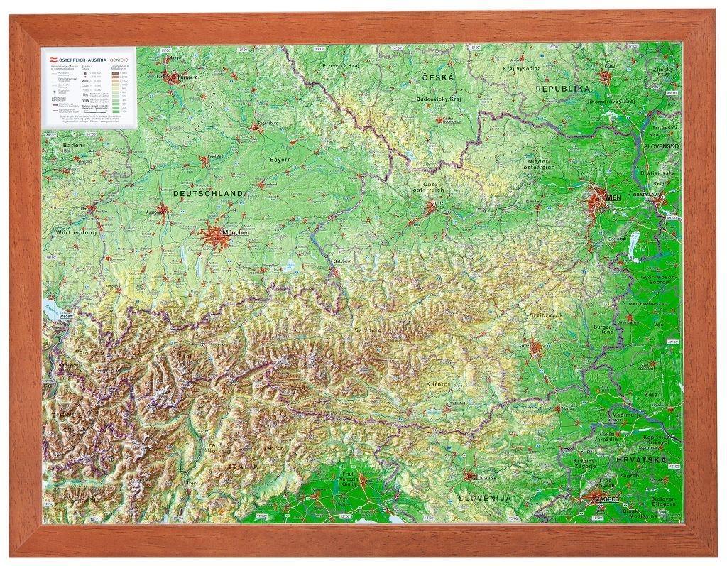 Relief Österreich 1:16 MIO mit Holzrahmen