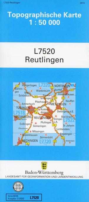 Topographische Karte Baden-Württemberg Zivilmilitärische Ausgabe - Reutlingen