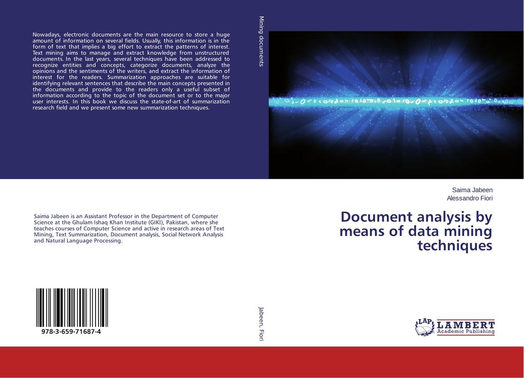 Document analysis by means of data mining techniques