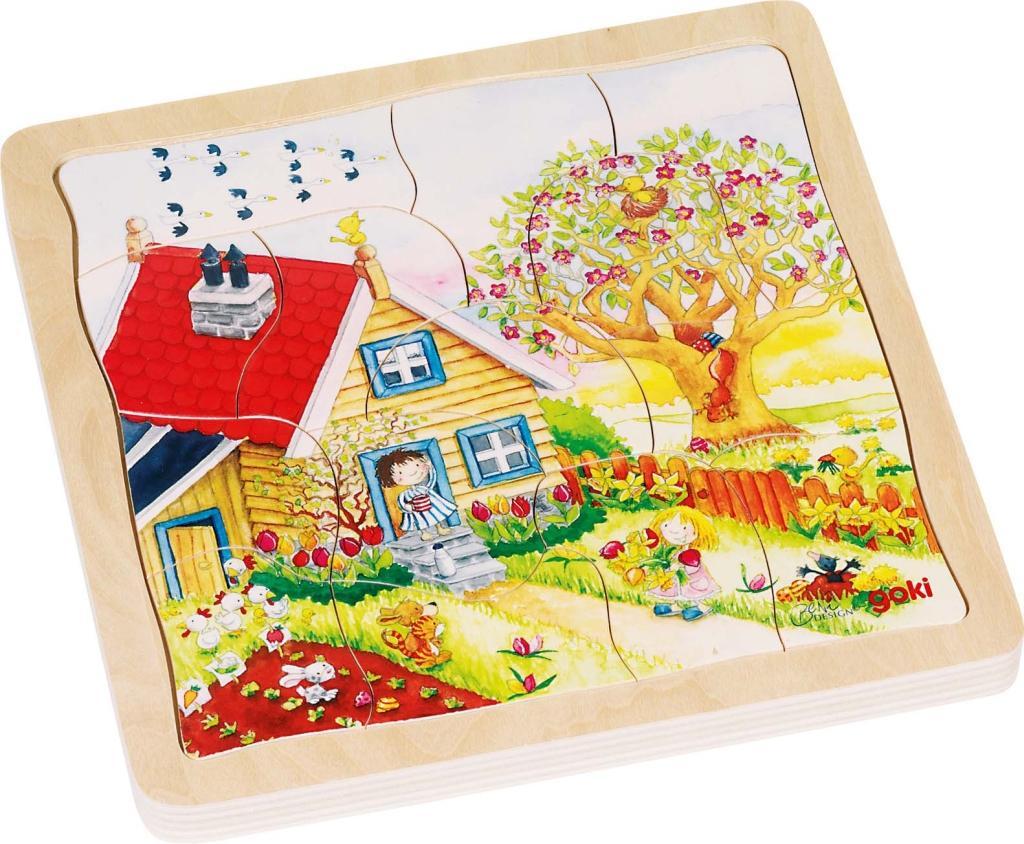 Image of Goki 4-layer Puzzle Seasons 54pcs. Holz