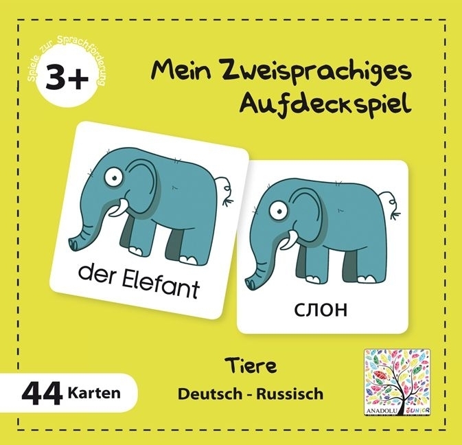 Mein Zweisprachiges Aufdeckspiel Tiere Russisch (Kinderspiel)