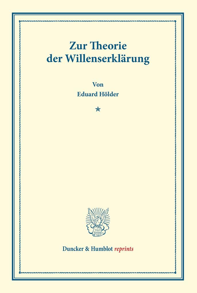 Zur Theorie der Willenserklärung.